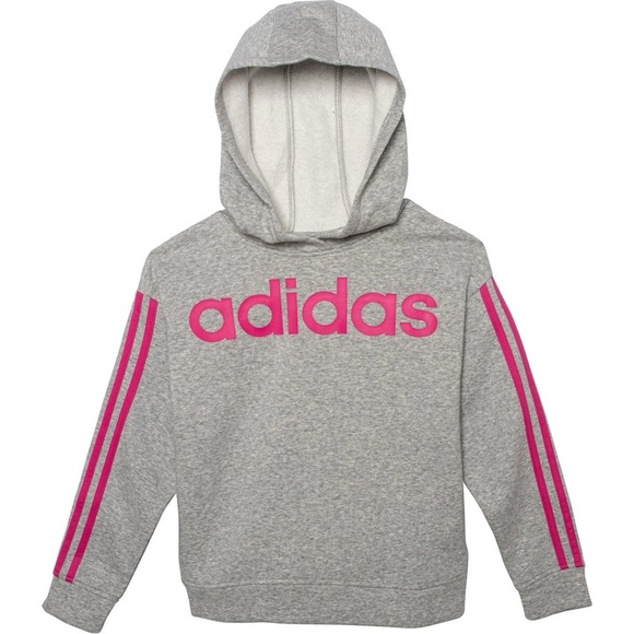 adidas Other - Adidas Kids Gray Hoodie with Pink Stripes 10/12